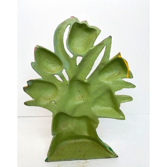 Original Painted Hubley Tulip Painted Doorstop Vintage Cast Iron - Picture 6 of 11